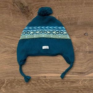 Naartjie Kids Girls Teal Blue Green Fair Isle Hat - Size 5/7 Years
